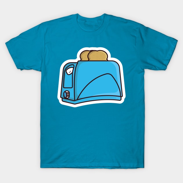 Toaster with Hot Toasts, Bread Slices Sticker design vector illustration. Break fast food technology object icon concept. Toast burnt and jumping out sticker design logo. T-Shirt by AlviStudio